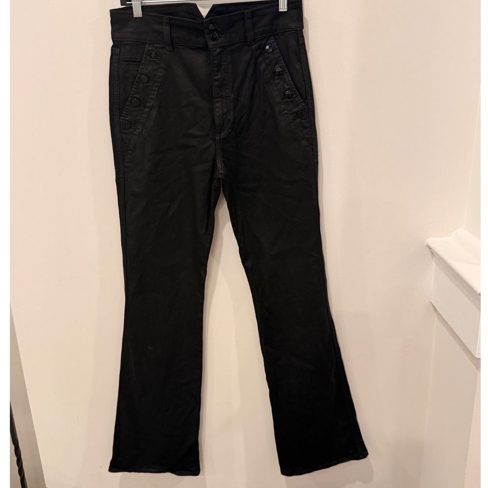 Joe's Jeans The Georgia Bootcut Coated Black Jeans Military Buttons Size 30